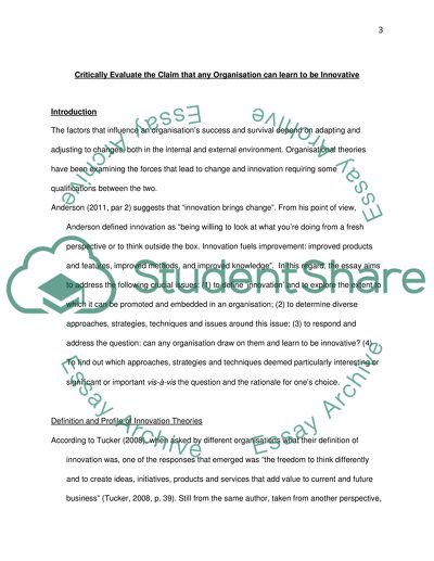 Can Any Organisation Learn to be Innovative