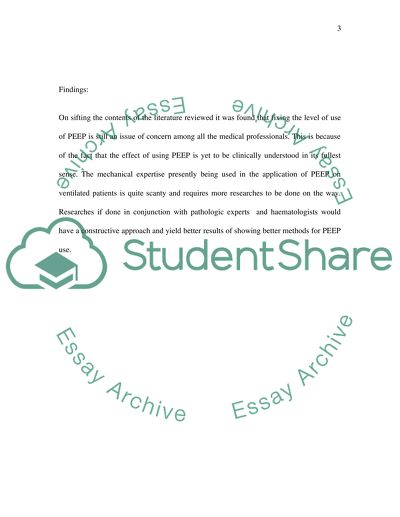 Use of PEEP in Ventilation
