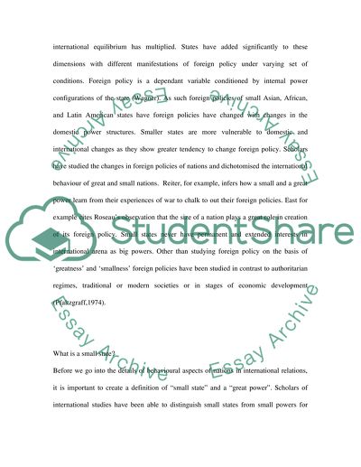 Differences Foreign Policy Small and the Great States