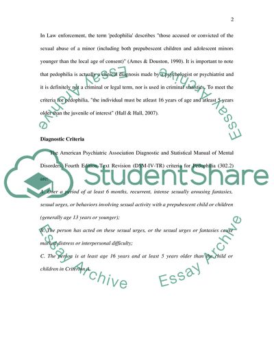 Psychological Sexual Deviances: Pedophilia