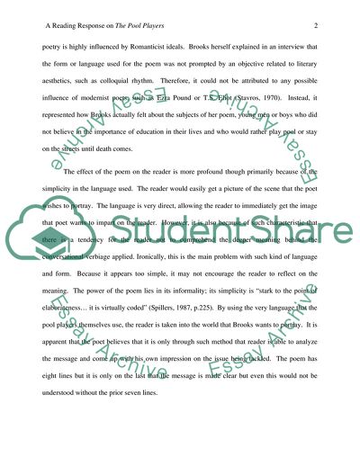 A Reading Response on The Pool Players