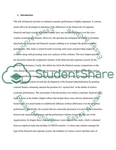 Relationship between Financial Activity and National Economic Performance