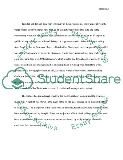 Water Pollution by Oil Spills and Accidental Release in Trinidad and Tobago