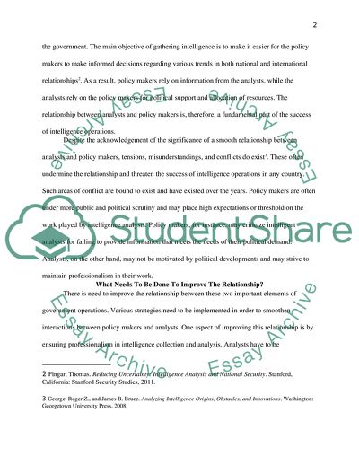 Analyst- Policy Makers Relationship Evaluation of the Relationship