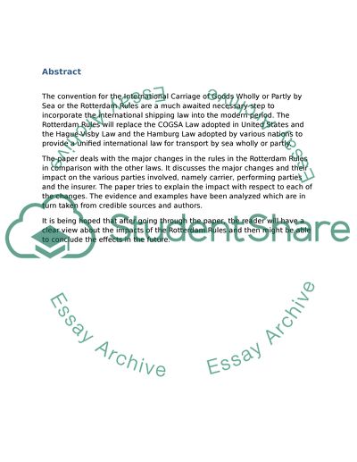 Impact of Changes Brought by Rotterdam Rules