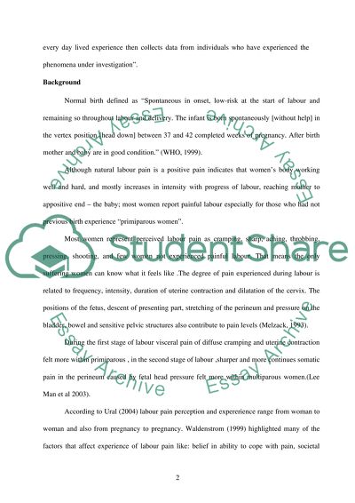 Primiparous perception of labour pain