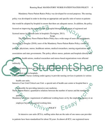 Mandatory Nurse-Patient Ratios Policy