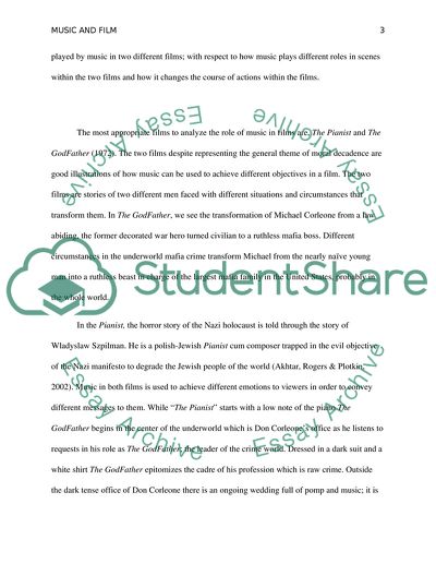 The Choice of Music in Any Film and the Meanings of the Actions Performed in the Film