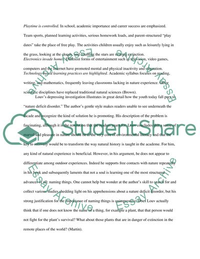 Book Review on Last Child in the Woods