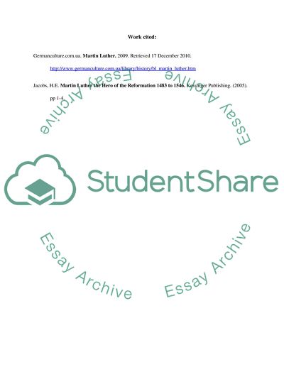 Martin Luther the Hero of the Reformation 1483 to 1546