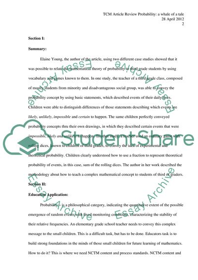 Probability - A Whale of a Tale by Young