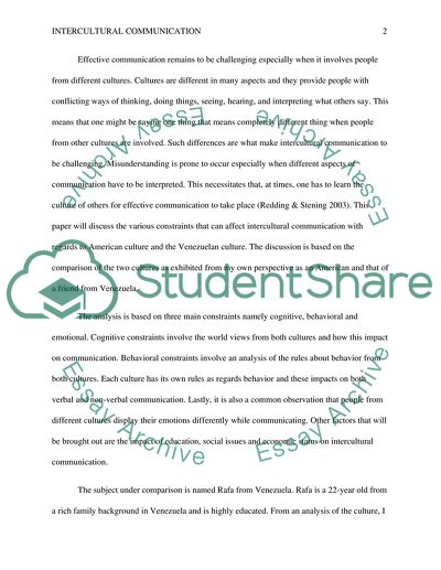 Intercultural communication (Single Spaced W/Cover Page)