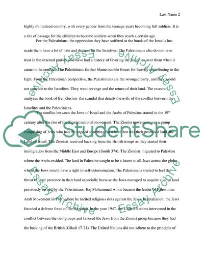 Palestine Israeli Conflict for International Relations Class