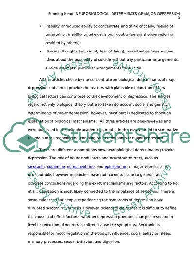 Neurobiological Determinants of Major Depression