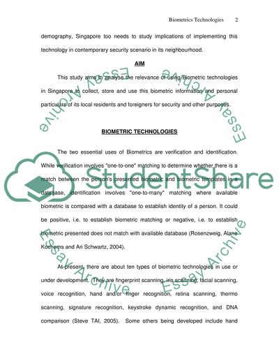 Biometric Technology for Singapore: An Analysis