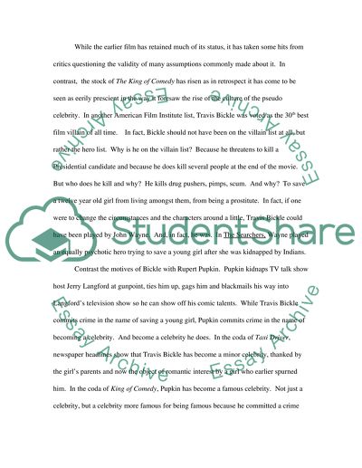 Travis Bickle and Rupert Pupkin: Heroes or Villains