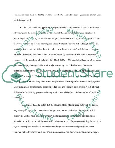 Factors for Legalization of Marijuana