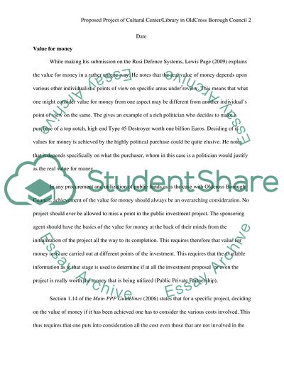 Proposal projects of cultural center / library in OldCross Borough Council