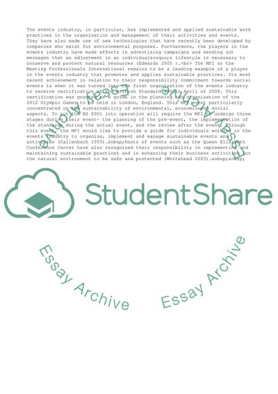 Sustainability Practices within the UK Events Industry: An Empirical Study