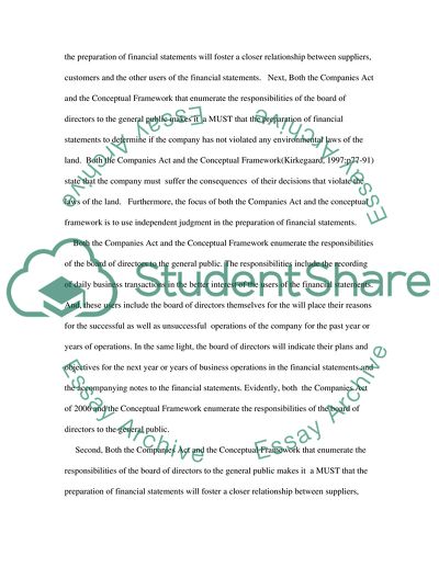 Compare and contrast the objectives of financial statements as outlined by the Companies Act and Conceptual Framework