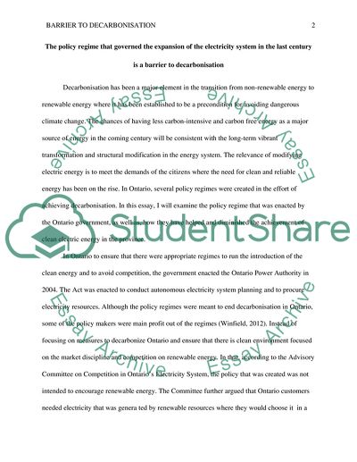 Policy Regime as a Barrier to Decarbonization