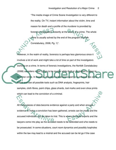 The Effective Investigation and Resolution of a Major Crime