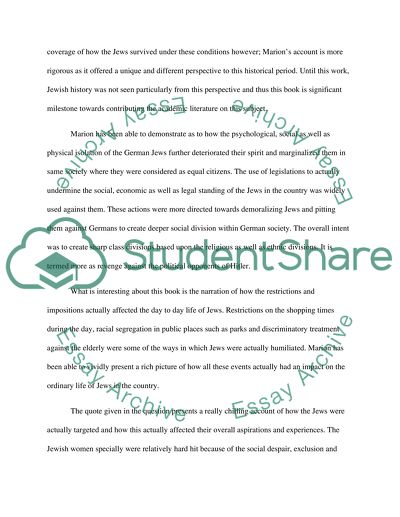 Marion Kaplans Between Dignity and Despair