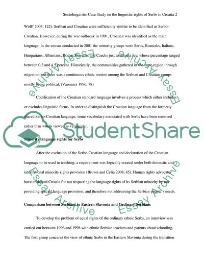 Sociolinguistic case study on the linguistic rights of Serbs in Croatia