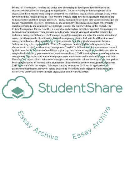 The Critical Management Theory