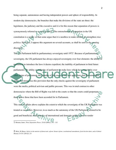 The Doctrine of Separation of Powers