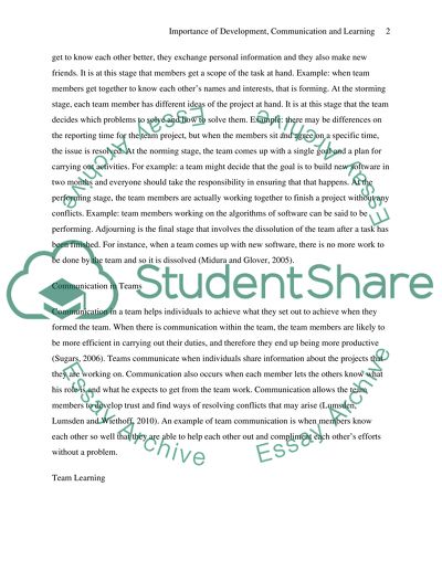 The Importance of Development, Communication, and Learning in Teams