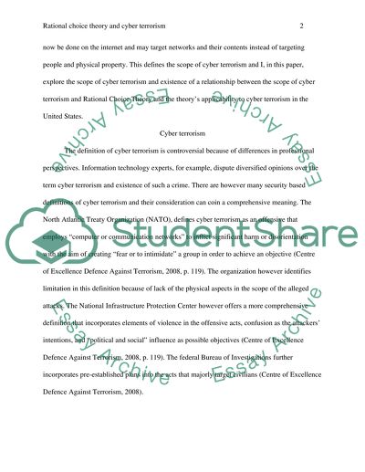 Rational Choice Theory Explainaning Cyber Terrorism
