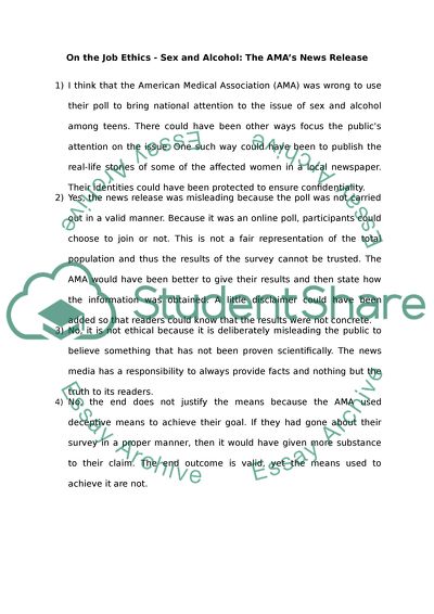 On the Job Ethics Sex and Alcohol