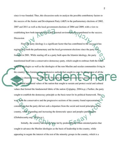 Electoral Success of the Adalet ve Kalknma Partisi