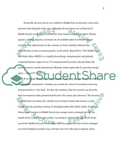 Investment Diversification in the Middle East
