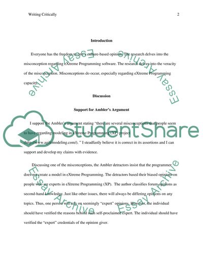 Writing Critically: Supporting/Opposing an Argument 40 points