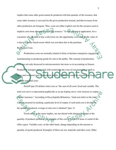The Concept of Costs in Microeconomics