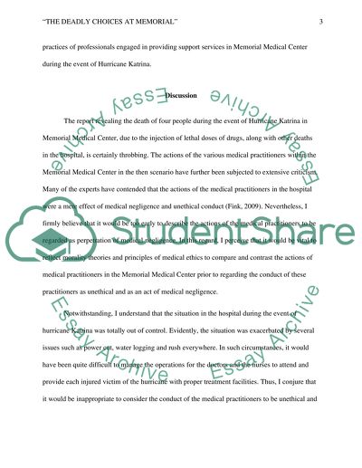 The Deadly Choices at Memorial