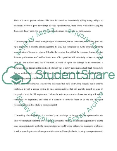 How Would You Present the Widget Sales Issue to the CEO and Other Managers