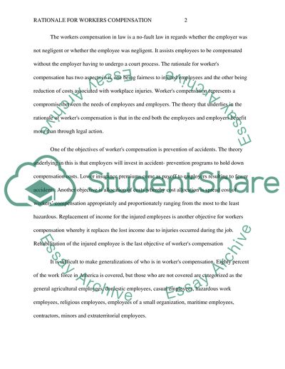 Rationale for workers compensation