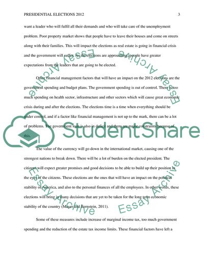 What financial factors will impact 2012 Presidential Elections