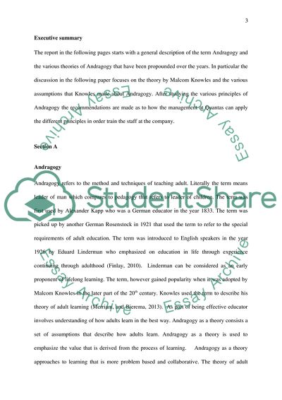 Andragogy for HR Manager at Qantas