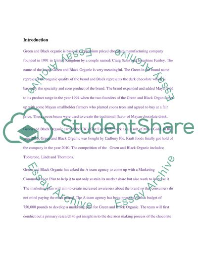 Marketing Communication Plan for Green and Black Organic