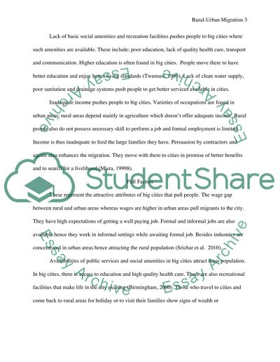 Rural Urban Migration