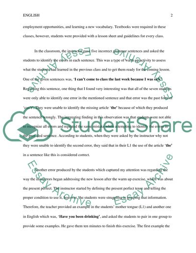 class observation essay