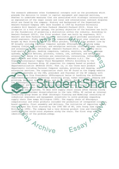 The Supply Change Management Practices at Hewlett-Packard