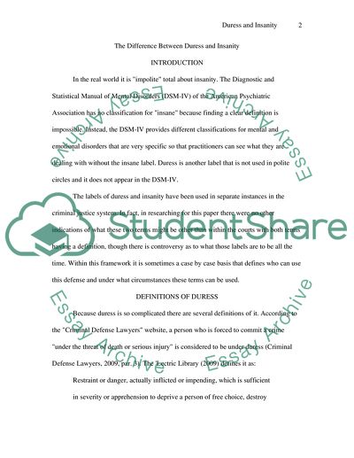 Comparing the Difference between Duress and Insanity