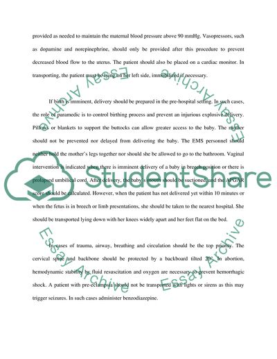 High Risk OB assessment and treatment in the pre-hospital setting