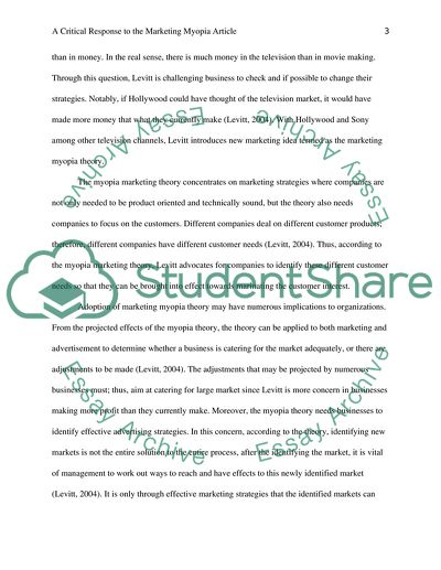 Marketing Myopia by Theodore Levitt