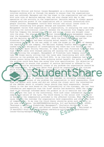 Managerial Ethics & Social Issues